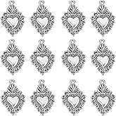 SUNNYCLUE 1 BOX 80PCS Sacred Heart Charms Milagros Heart Charms Mexican Cute Alloy Metal Antique Silver Love Charm Bulk for Jewelry Making Charms Christmas Easter Valentine's Day Gift Craft Supplies