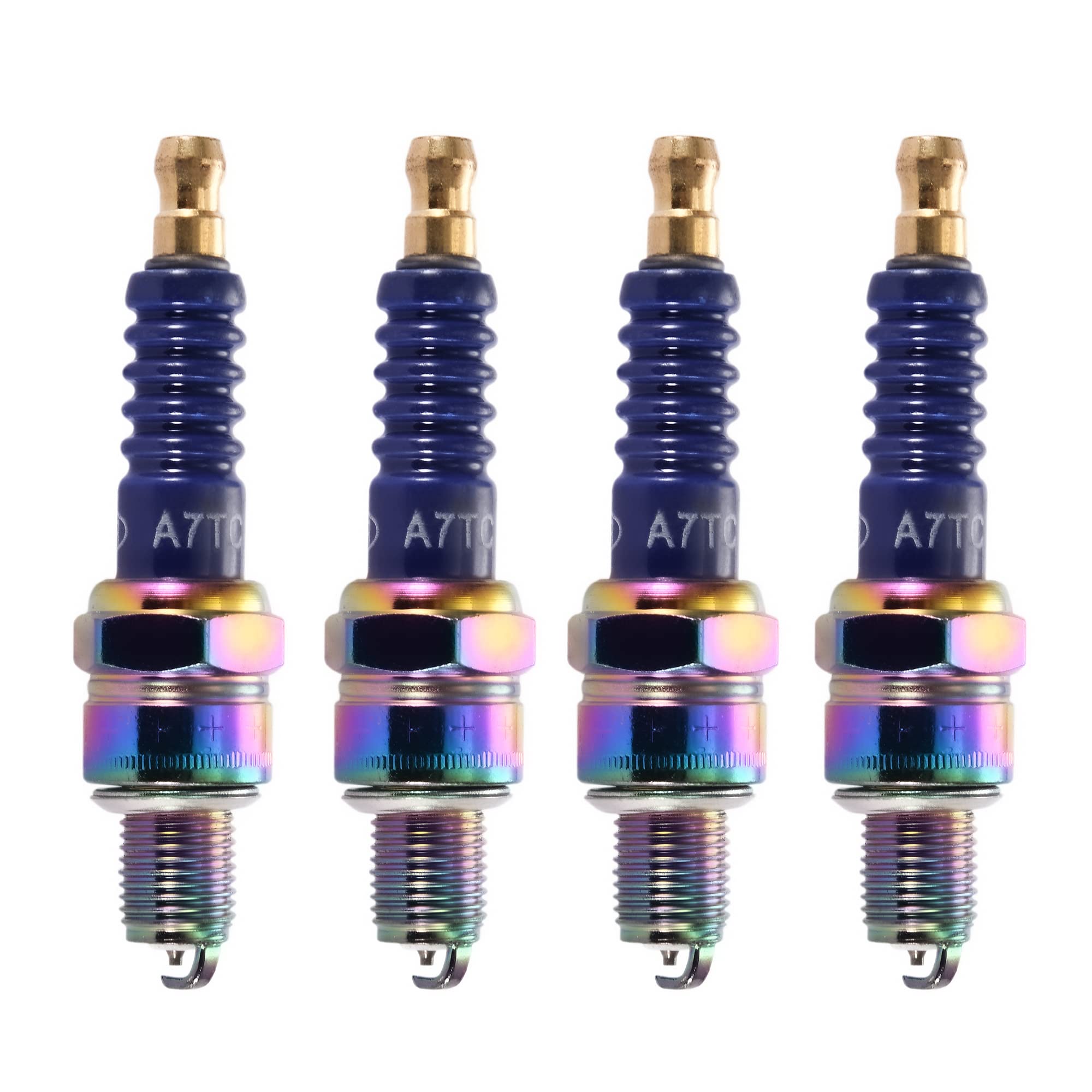 GOOFIT 4 Pcs Set High Performance Motorcycle A7TC Spark Plug Replacement For 50cc 70cc 90cc 110cc ATV 150 Ignition Plug Moped A7TC Go Kart Scooter