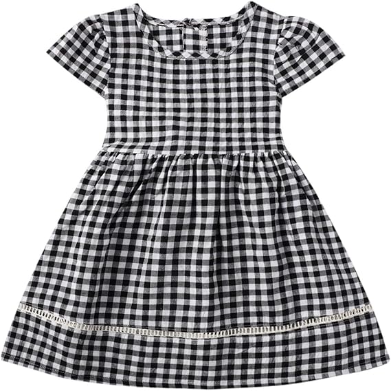 Amazon Suheti チェック ワンピース キッズ フレア プリンセスドレス 子供服 女の子 夏 ワンピース チュニック 通販