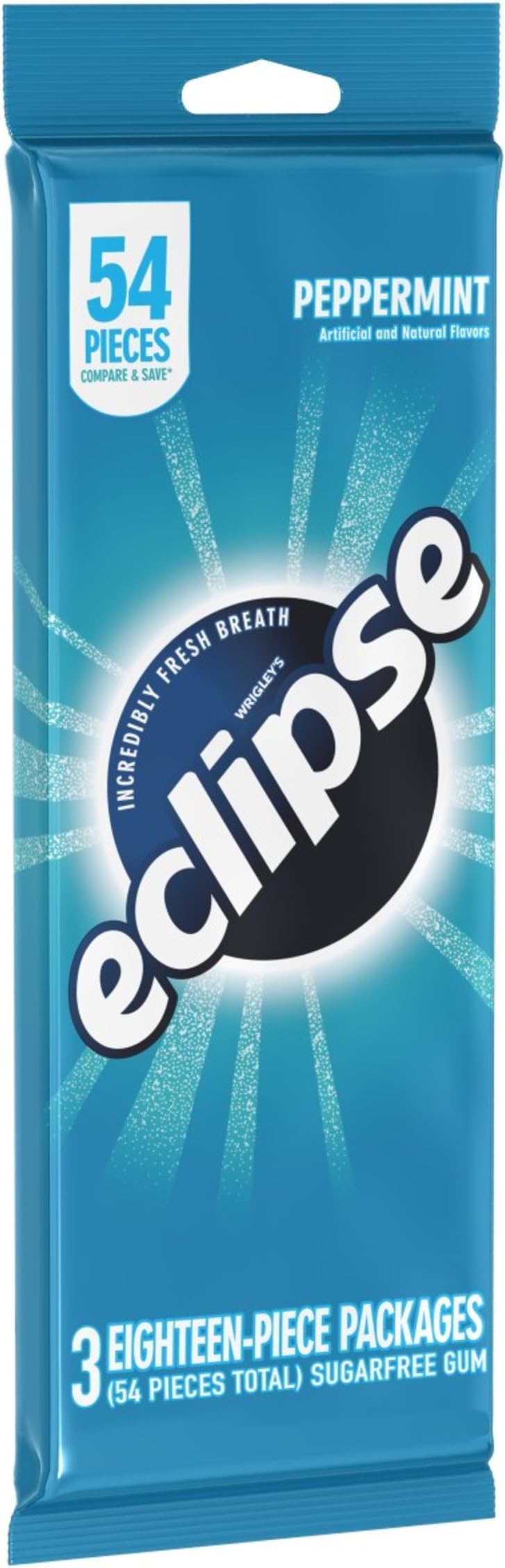Eclipse Peppermint Sugarfree Chewing Gum, multipack (3 packs total)