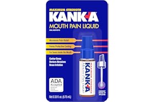 Kank-A Mouth Pain Liquid, Maximum Strength, 0.33 Fl Oz, Canker Sore Medicine, Includes Applicator, Forms Protective Coating for Mouth Sores, Maximum Pain Relief, 1 Pack