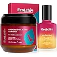 ECOLCHIPRO Ecolchi Hair Mask Argan Oil Set Deep Repair Conditioning Collagen Hair Treatment for Dry and Damaged Hair All Hair Types 550ml+60ml 18.6floz + 2floz