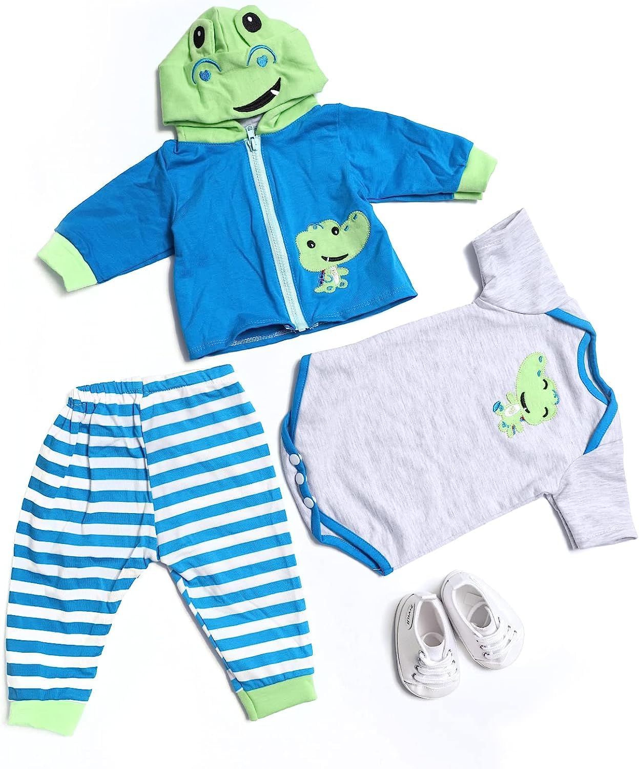 ZIYIUI Reborn Baby Doll Clothes Toys Dress Kids Simulation Doll Lovely Romper White Clothes Decor Accessories for 20-22inch Dolls (Green) — image 1