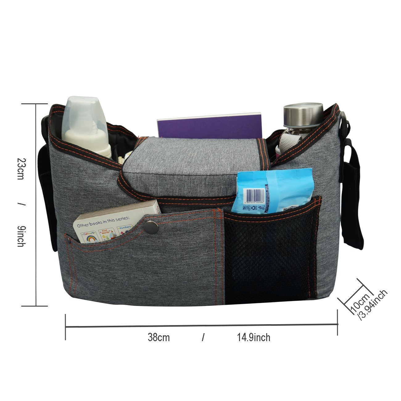 BlueSnail Stroller Bag Fits Stroller Organizer - Extra-Large Storage Space for iPhones, Wallets, Diapers, Books, Toys, iPads (Grey) : Baby