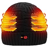QILOVE Heated Beanie Hat for Teenagers Youth with Rechargeable Battery, 3-Temperature Adjustable Electric Thermal Winter Hat, 60s Fast Warming Windproof Skull Cap for Skiing, Cycling, Fishing Black