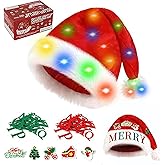 Morakot Santa Hat - christmas gifts, Light Up Santa Hats with DIY Stickers, Festive Holiday Party & New Year Celebration Costume Accessory, Christmas Hat for Fun DIY Xmas Decorations