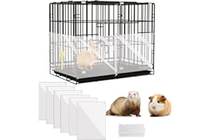 KEYIDE 6Pcs Plastic Pet Cage Liner 12” x 10” Clear Bunny Cage Urine Guard Guinea Pig Side Lining Sheet Rabbit Habitat Siding Ferret Scatter Guard Cage Accessories Simple but Essential