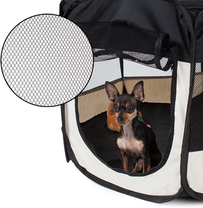 Tectake Parc A Chiots Chien Chaton Chat Enclos Pour Chiens 115 X 115 X 64 Cm Lxlxh Noir Amazon Fr Animalerie