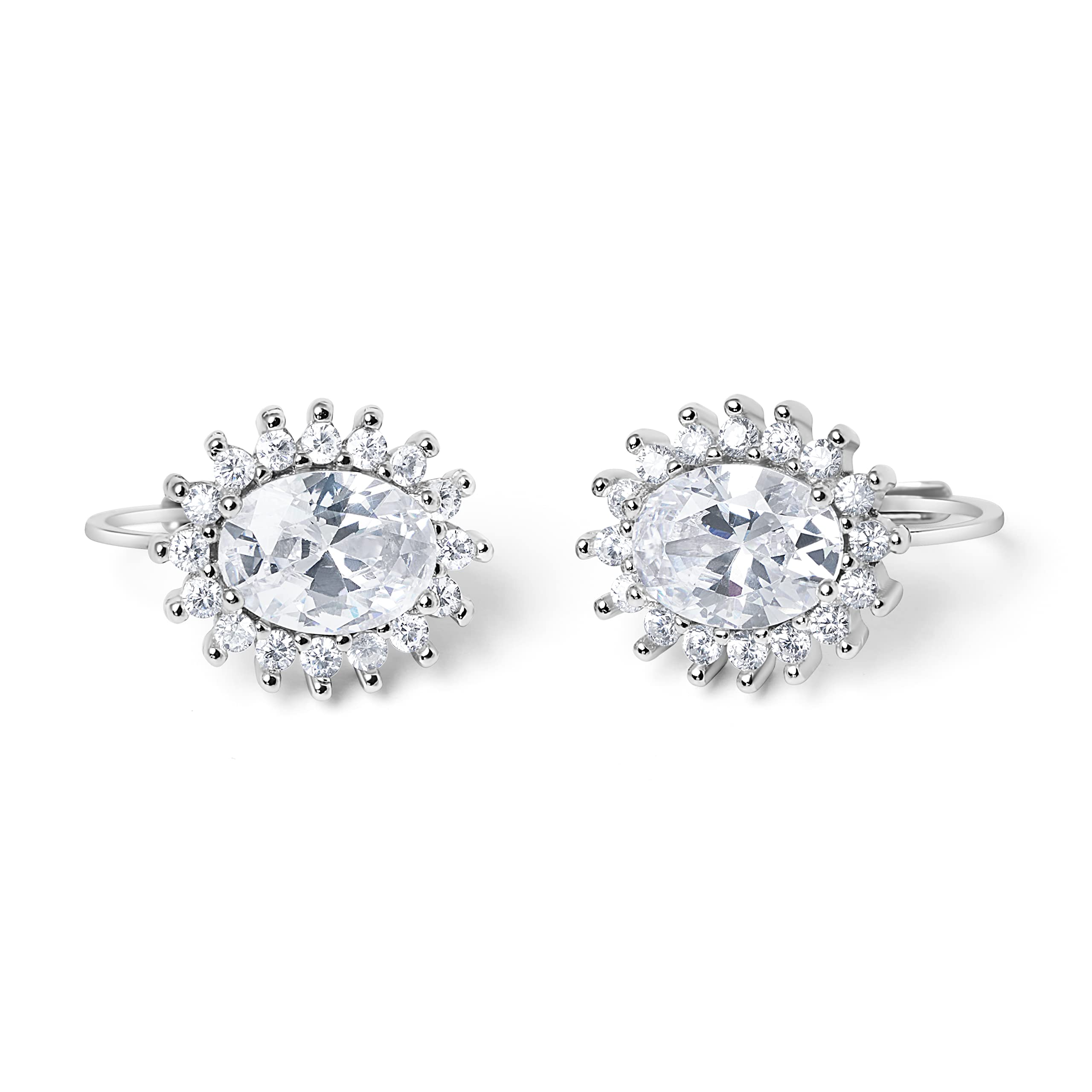 Women’s 925 Sterling Silver Oval Cubic Zirconia Cosenza Earrings, a Great Gift or Present for Ladies