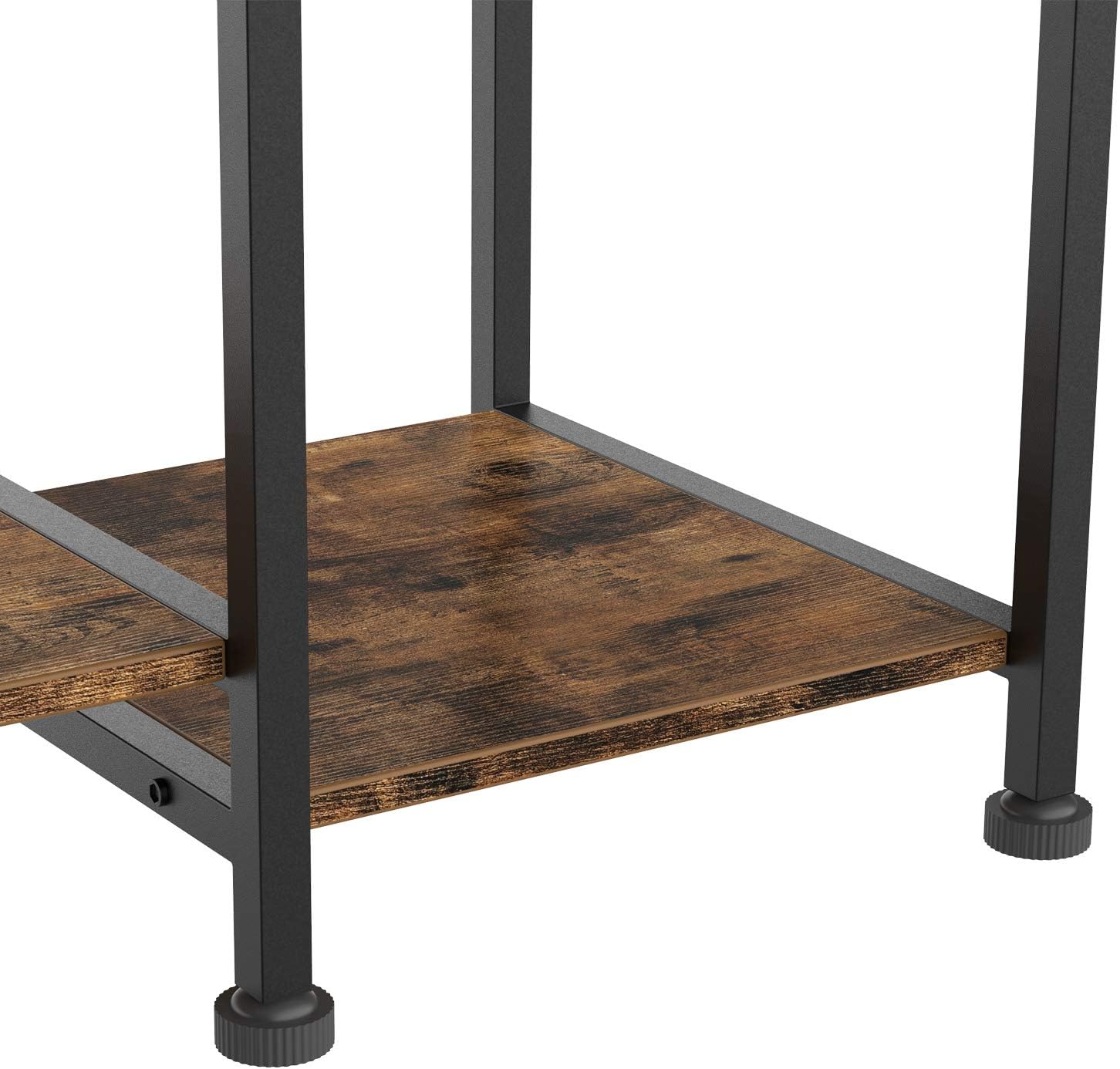 IRONCK Industrial Kitchen Baker’s Rack, Kitchen Island Utility Storage Shelf, Coffee Bar Microwave Stand with 6 Hooks, Metal Frame, Simple Assembly, Vintage Brown - Standing Baker's Racks