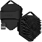 SILKLE Silicone Body Scrubber Exfoliator, Shower Scrubber &amp; Silicone Loofah | Exfoliating Body Scrubber, Non-Slip Grip - Silicone Bath Brush &amp; Shower Brush for Body, Quick-Rinse One-Piece Design - Black