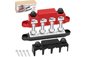 maierke 250A Bus Bar 12V Marine 3/8" Power Distribution Block Automotive Busbar Terminal Block,Battery Buss Bar (Pair, Red & Black) 4 x 3/8”Post 3 x #8 Screws Terminals for Boat Car Solar Wiring