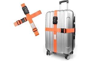 Travel Inspira Luggage Straps for Suitcases Travel Belt for Luggage TSA Approved Luggage Straps, Suitcase Straps 3-Dial Combination Locks Adjustable Suitcase Belt, Quick-Release Buckle (Orange)