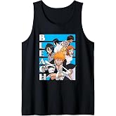 Bleach Characters with Blue Lines and Logo Anime Tank Top