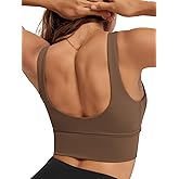ODODOS Women's Longline U-Back Sports Bra V-Neck Padded Yoga Workout Wirefree Tank Top