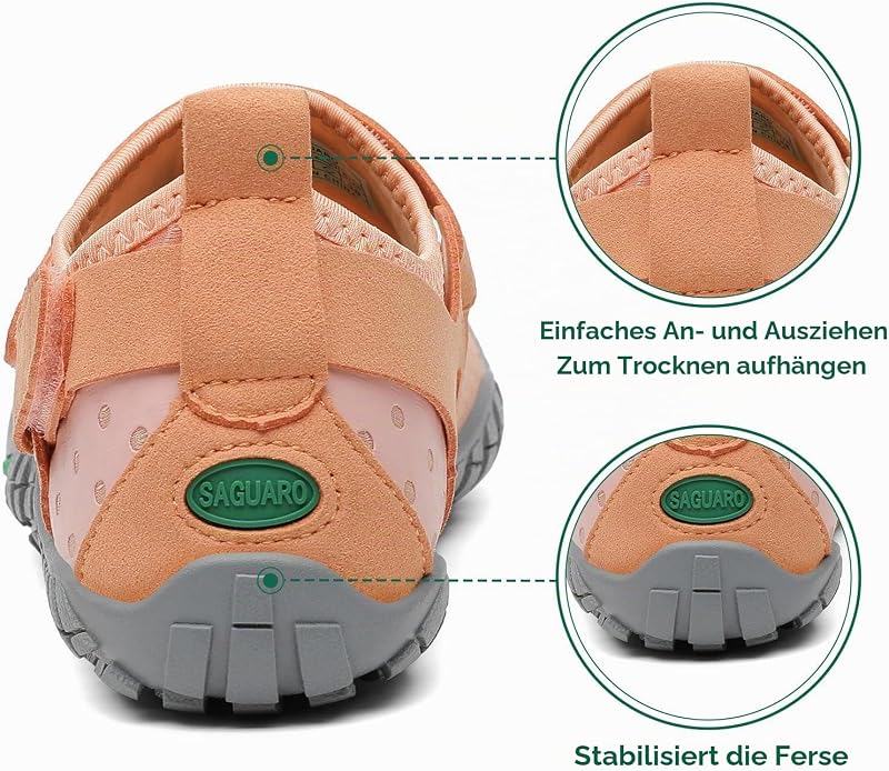 Barfußschuhe Damen Barfussschuhe Frauen Barfuss Schuhe Outdoor Zehenschuhe rutschfest Fitnessschuhe Barefoot Shoes mit Zero-Drop Solhe, Nimble Ⅰ - Barfußschuhe Orange A, Gr.38 EU