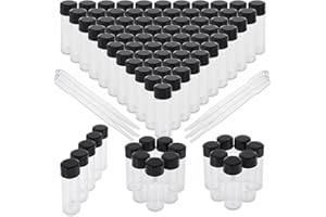 MUXHEL 100 Pcs 4ml Clear Small Glass Vials with Screw Caps and Dropper, Small Glass Sample Bottle, Leak-Proof Glass Sample Vi