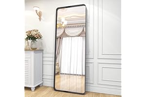 VooBang Full Length Mirror Deep Framed 21x64 Inch - Floor Stand, Leaning or Dressing - Modern Sleek and Chic Design - Ideal for Bedroom, Closet, or Entryway - Reflect Your Style with Floor Mirror