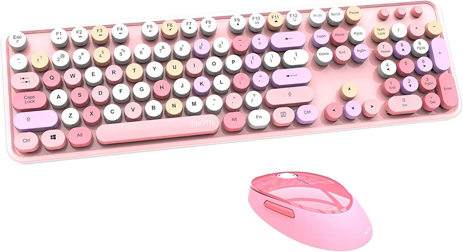 UBOTIE Colorful Computer Wireless Keyboard Mouse Combos