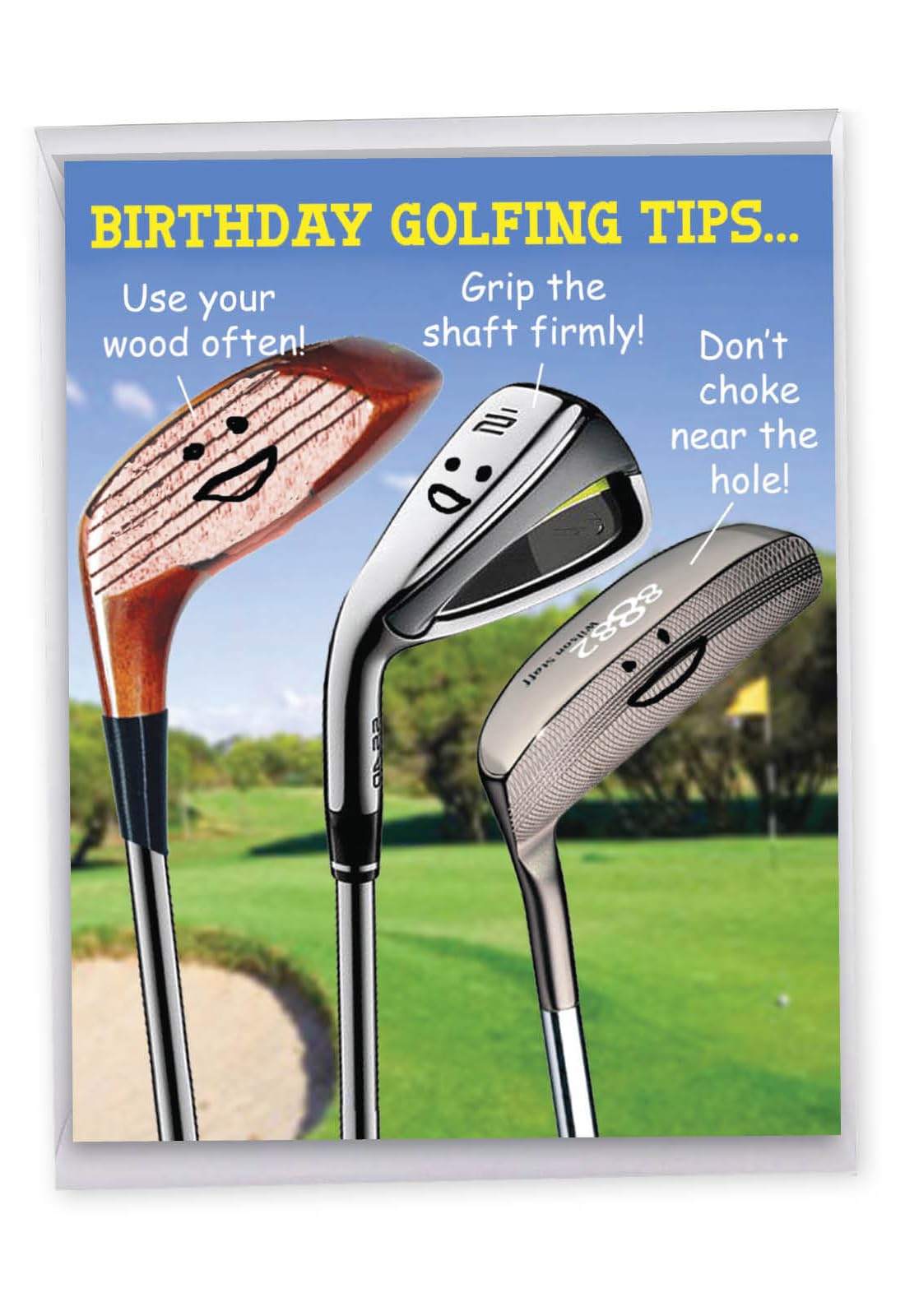 The Best Card Company - 1 Large Birthday Card with Envelope (8.5 x 11 Inch) - Fun Wordy Celebration Card for Birthdays - Golfing Tips J9002BDG