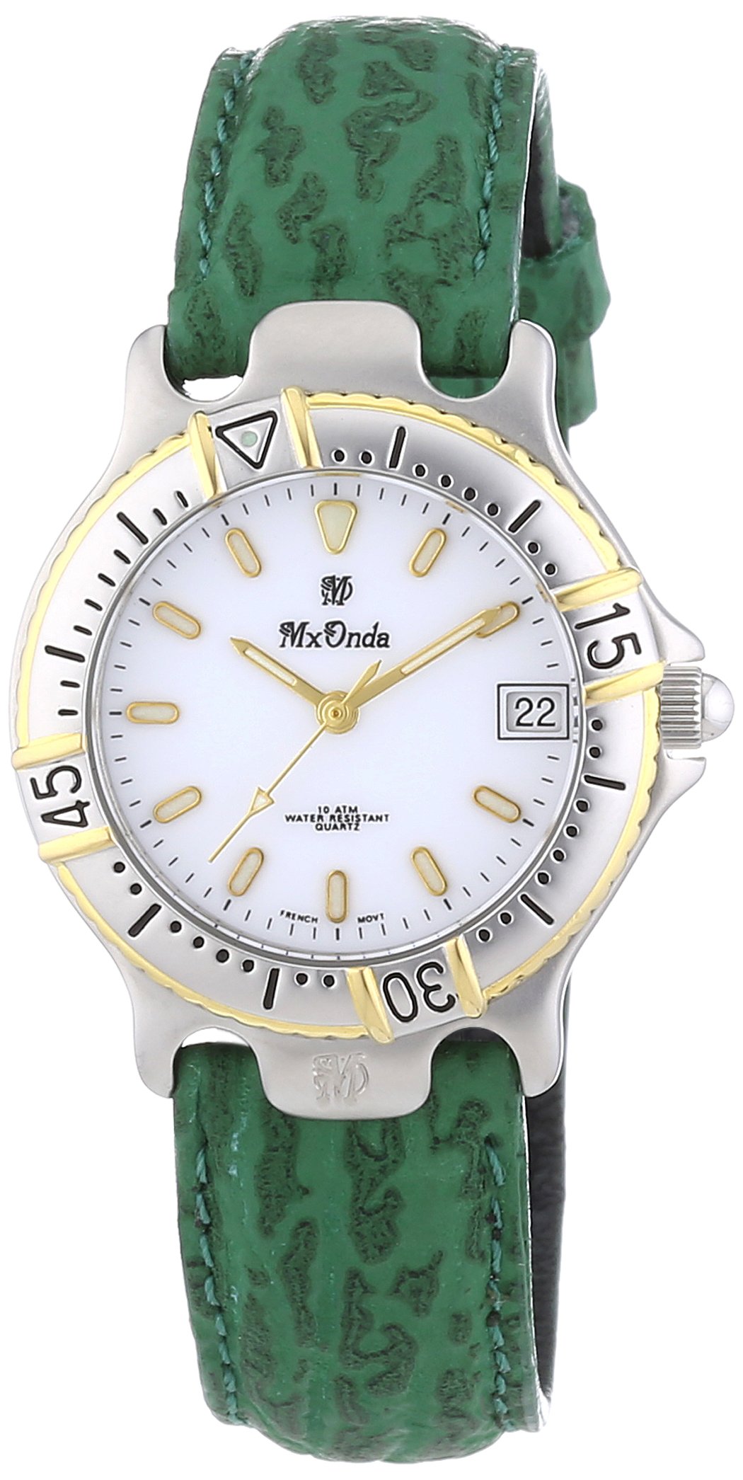 Mx Onda Women's Quartz Watch with White Dial and Green Leather Strap 32-1201-15