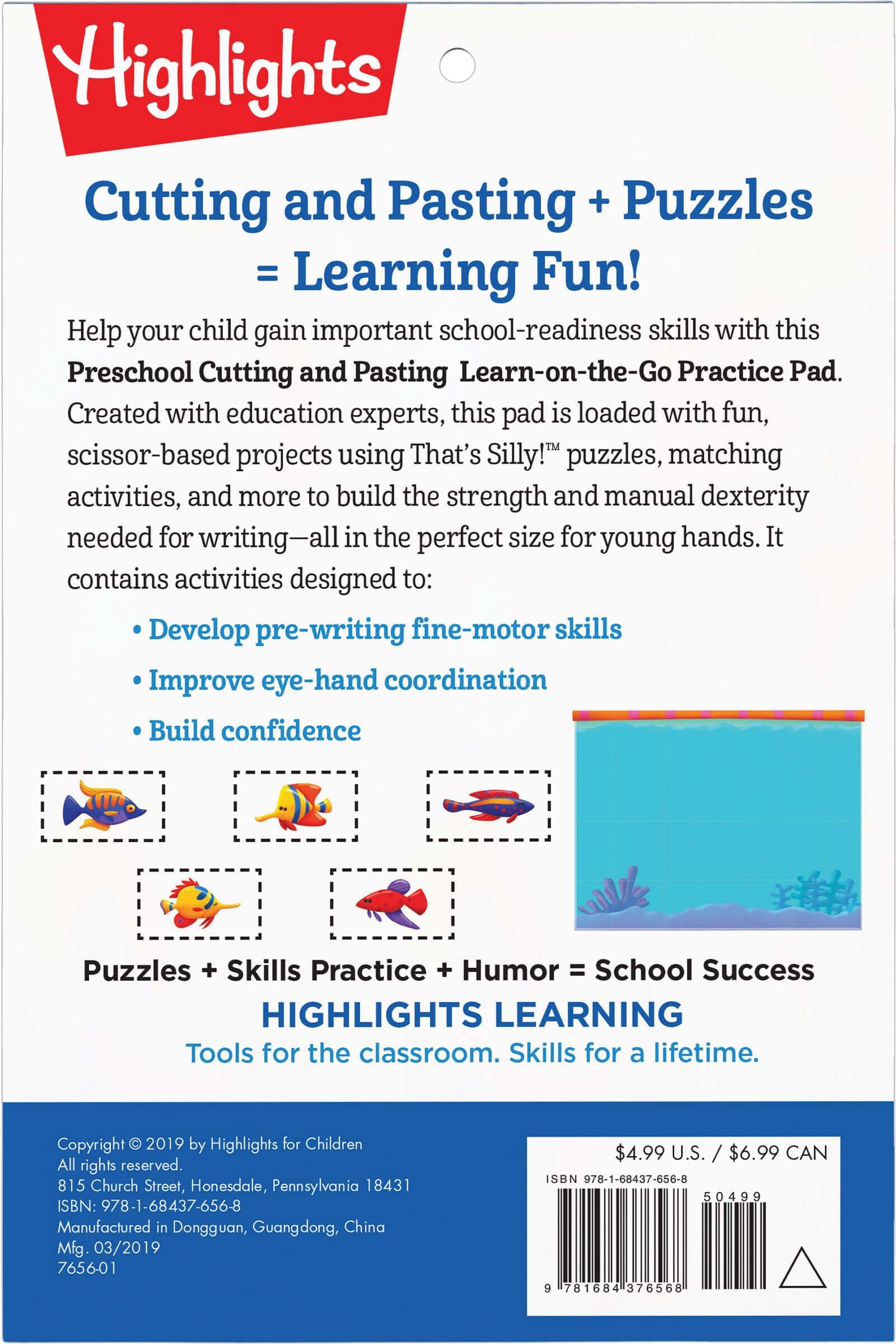 Preschool Cutting and Pasting: Scissor Skills Activity Book for Preschoolers to Practice Cutting Paper, Sort, Match, Find Patterns and More (Highlights Learn on the Go Practice Pads) Preschool Cutting and Pasting: Scissor Skills Activity Book for Preschoolers to Practice Cutting Paper, Sort, Match, Find Patterns and More (Highlights Learn on the Go Practice Pads) Paperback Spiral-bound