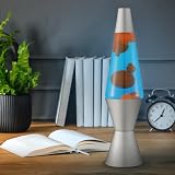 Lava Lamp 2117 Orange Wax Blue Liquid Silver Base Cap 14.5in view 4