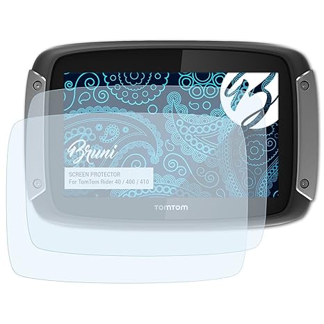 Bruni Schutzfolie für Tomtom Rider 40/400 / 410 Folie, glasklare Displayschutzfolie (2X)