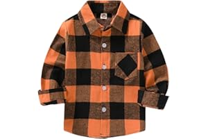 MAMAMI Kids Little Boys Girls Baby Long Sleeve Button Down Red Plaid Flannel Shirt Plaid Girl Boy NB-6T