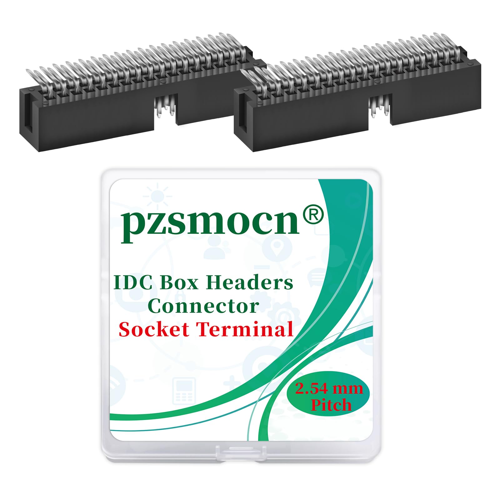 Pzsmocn 20 Pieces IDC 2 * 17 Double Row 2.54 mm Pitch JTAG ISP 34-Pin Box Header Connector Adapter Cable Male Socket SMT Terminal for PCB Electronic Equipment Projects.