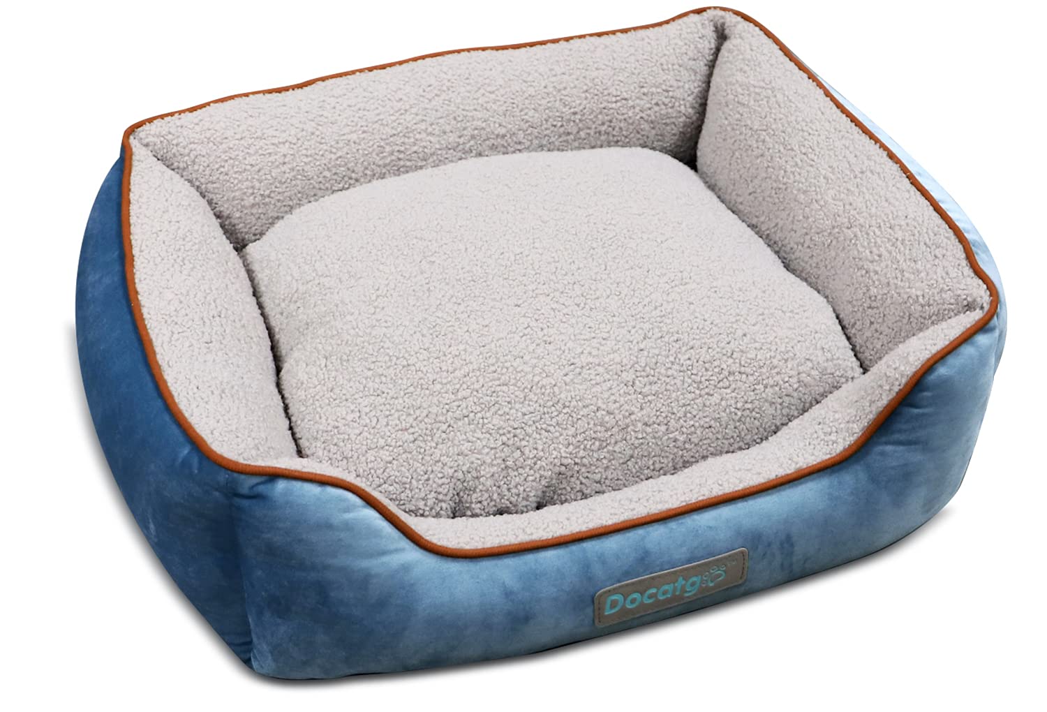 Docatgo Dog Bed, Puppy Bed,Pet Bed with Reversible Cushion,Dog Basket 60 x 50 x 18 cm,Machine Washable Comfort Puppy Beds for Cats Small Medium Dogs