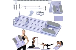Lerpio 6 in 1 Pilates Board, Portable & Foldable Pilates Reformer Set with Yoga Sock, Multifunctional Pilates Reformer Board 