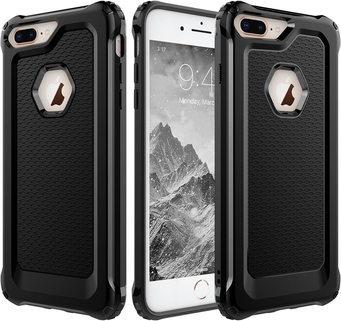 iPhone 8 Plus Case,iPhone 7 Plus Case,LAVENSA Flexible TPU Anti-Slip Shockproof Protective Case for Apple iPhone 7/8 Plus - Black