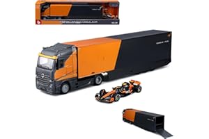 HTLNUZD 1/43 F1 MCL38#4 Miami Racing Hauler Diecast Model Alloy Miniature Container Truck Pallet Edition Collectible for Adul