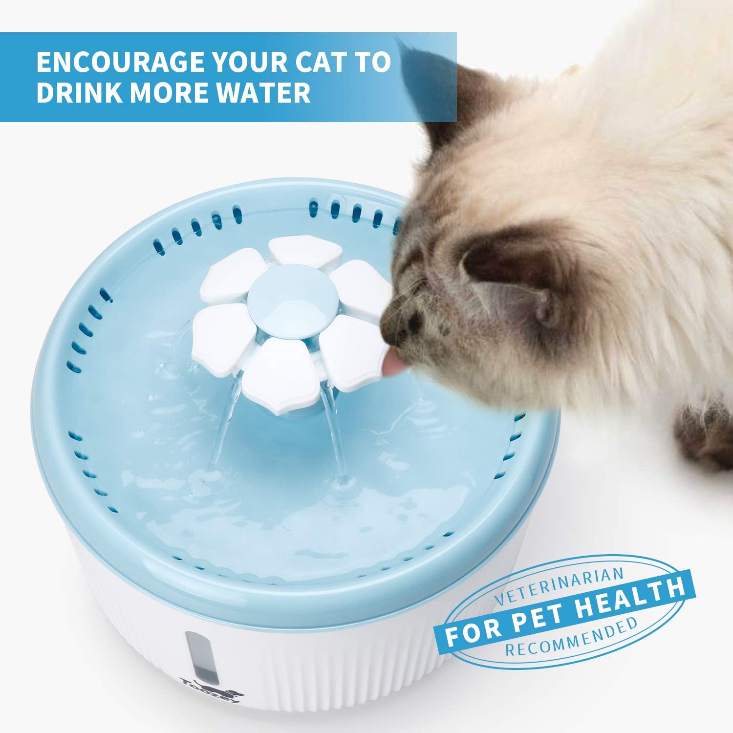 Toozey Cat Water Fountain, 2L Water Fountain for Cats, Automatic Quiet Cat Water Dispenser, Pet Fountain for Cats, Dogs : Pet Supplies