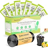 Portable Camping Toilet Bags Poo Gel Set, 8 Gallon Portable Toilet Bags and Gel, Compostable Camp Potty Bags with Gel for Out