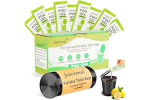Portable Camping Toilet Bags Poo Gel Set, 8 Gallon Portable Toilet Bags and Gel, Compostable Camp Potty Bags with Gel for Out