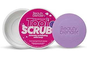 Beautyblender Blendercleanser Tool Scrub Solid Cleanser – Lavender Makeup Sponge & Brush Cleansing Bar – Hand, Sponge, and Brush Cleanser, Removes Makeup & Buildup, Travel-Friendly, 1 oz
