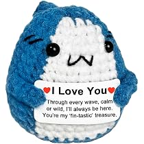 HUKUMA Tortue En Crochet Main Avec Carte 'Je T'aime' - Cadeau Romantique Pour Couple, Saint-Valentin, Anniversaire Ou Noël