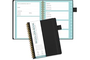 Regolden-Book Password Book with Alphabetical Tabs, Hardcover Password Keeper Book, Internet Password & Address Organizer Logbook for Computer & Website Logins, Pocket Size,Pen Loop, Pocket, Black