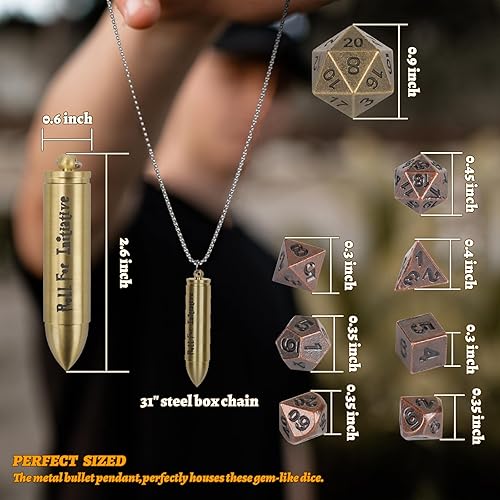 DND Mini Dice Set Metal Micro Miniature Dice with EDC Keychain