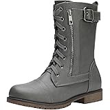 DREAM PAIRS Women's Ankle Bootie Winter Lace up Mid Calf Military Combat Boots
