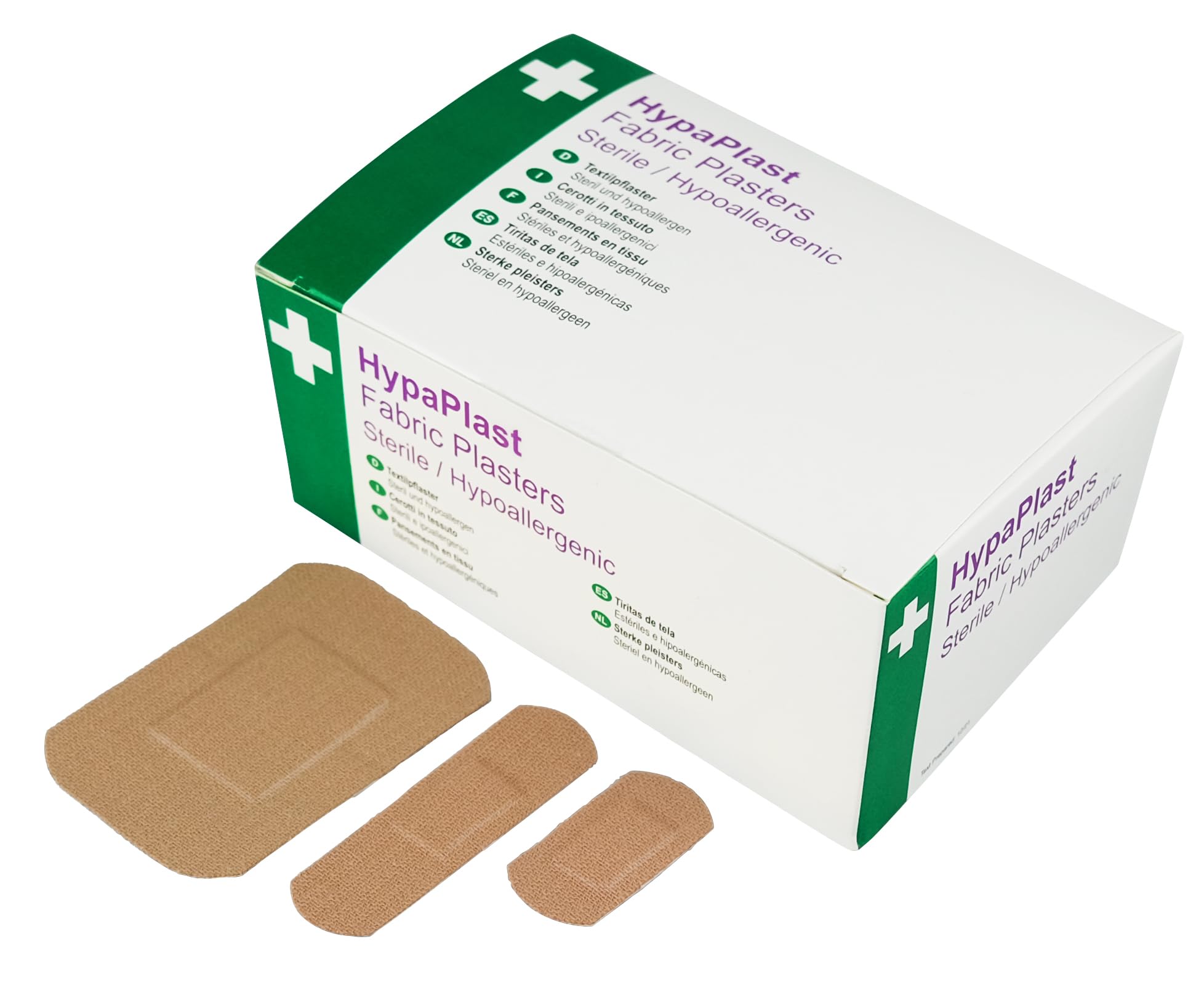 Safety First Aid Group HypaPlast Heavy Duty Fabric Plasters, Assorted (Pack of 100) Sterile Hypoallergenic