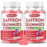 MEENCCD 2 Pack Saffron Gummies for Kids & Adults - 10-in-1 Saffron Supplements with Magnesium, L-Theanine, Rhodiola - Supports Vision & Zzz, Sugar-Free, Raspberry Flavor, 120 Count