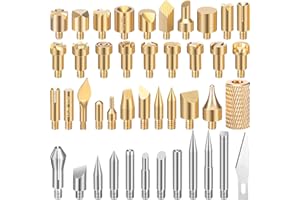 Lothee 43 Pcs Wood Burning Tips Kit, Wood Burning Letters Numbers Alphabet Stamps Stencils Templates for Embossing Branding Crafts Personalization Tools Gift for Dad(Different Shape)