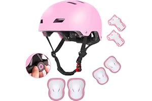 BANZK Kids Bike Helmet for 3-5-8-14+ Age Girls and Boys, Kids Helmet with Knee Pads Elbow Pads Wrist Guards,Ventilation Multi-Sport Scooter Roller Skate Rollerblading Skateboarding Climbing Cycling
