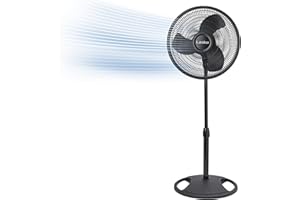 Lasko 2521 16 Inch 3-Speed Quiet Adjustable Tilting Wide-Area Oscillating Standing Pedestal Fan for Bedroom, Kitchen, Home, and Office, Black