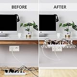 VIDETOL 2 Pack Under Desk Cable Management Tray Metal White No Drill Clamp Rack view 4