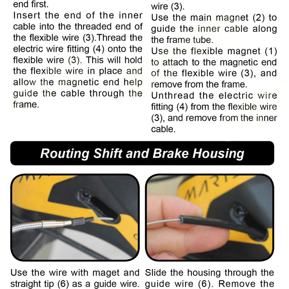 Internal Cable Routing Kit, Internal Cable Routing Tool Bike Cable Wire Kit with Magnet Removable Wires Fittings for Bicycle
