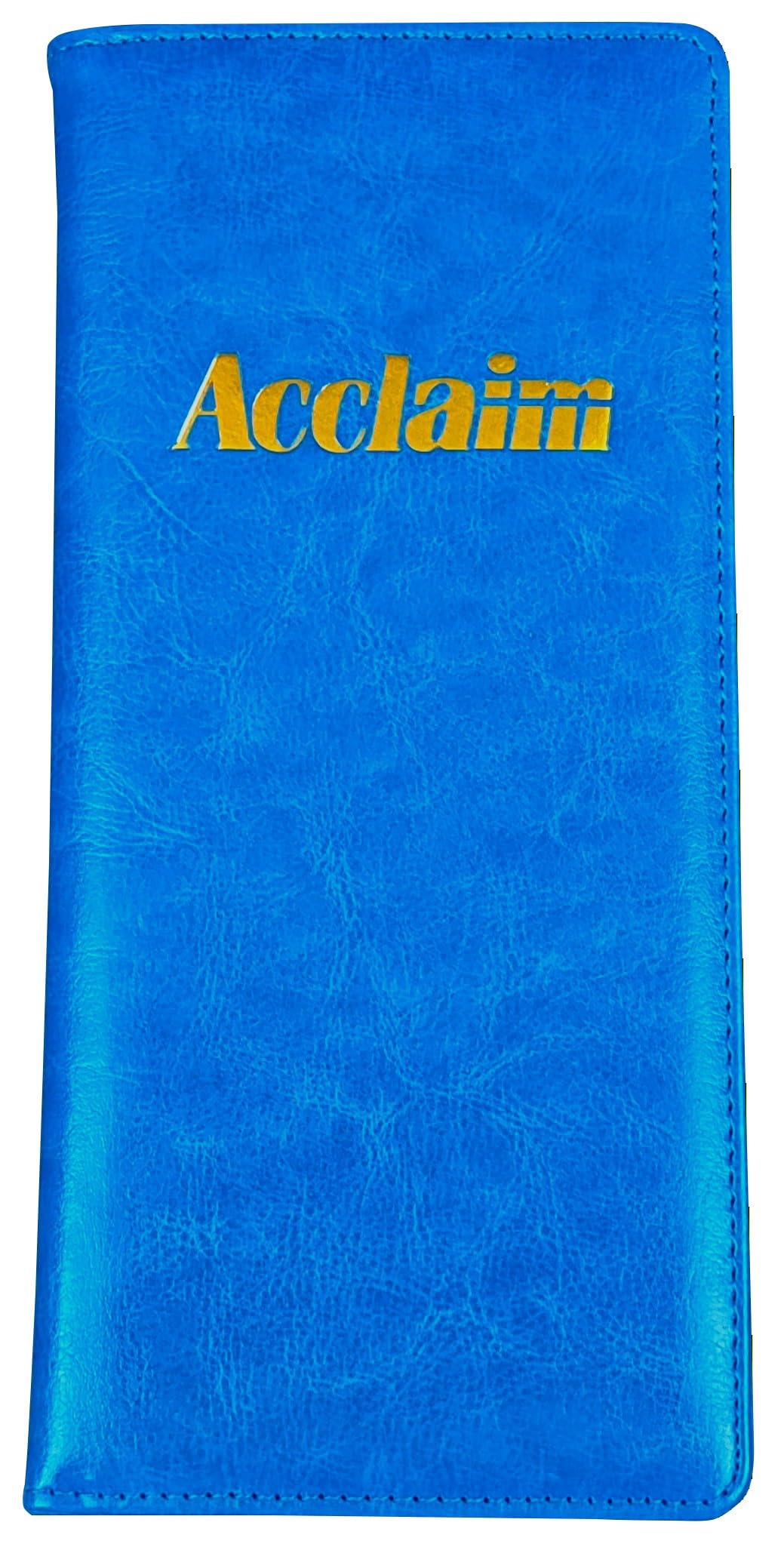 Acclaim Rigid Lawn Bowls Bowling Scorecard Holder Lightly Padded Synthetic Grain Leather Look Finish 23 cm x 11 cm with Spring Clip & Pen Loop (Blue) — image 1